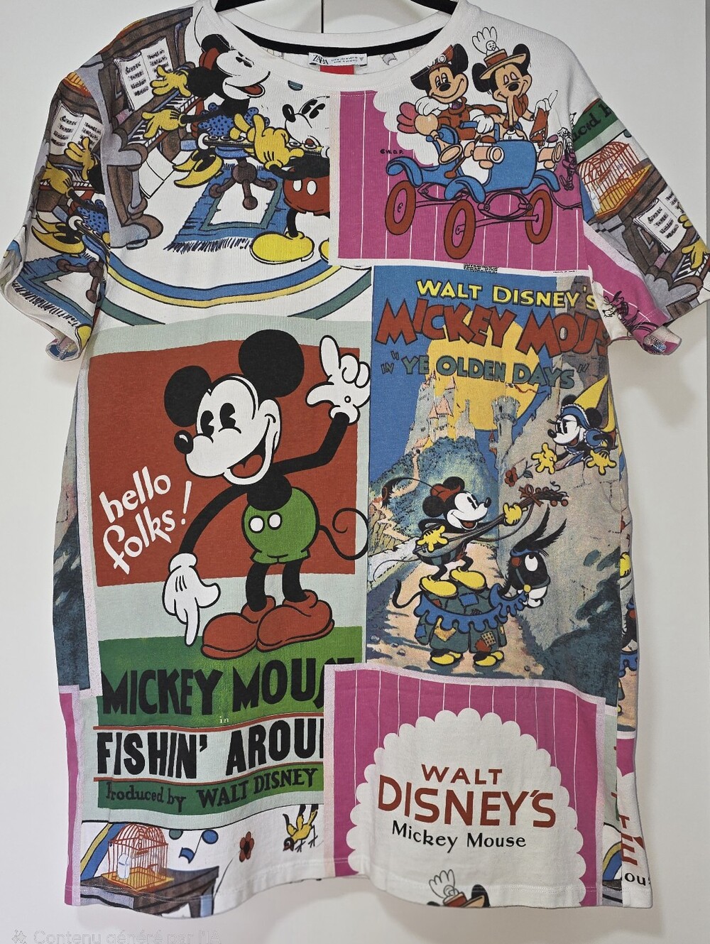 Zara Disney Vintage Comic-Style Mickey Mouse Tee/Dress Sz Medium